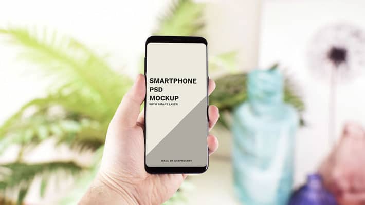 Hand Holding Smartphone Mockup