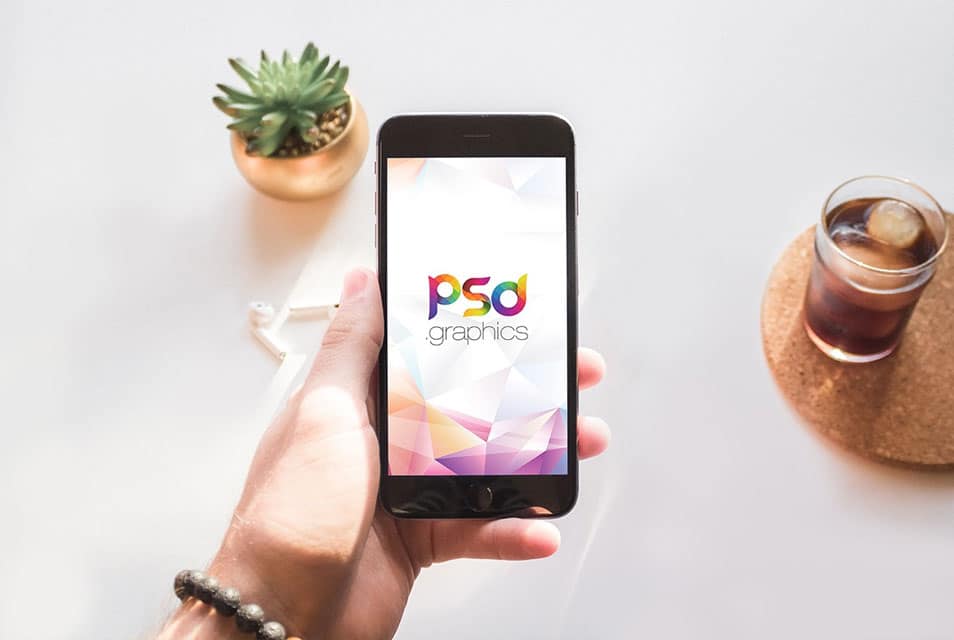 Hand Holding iPhone Mockup PSD