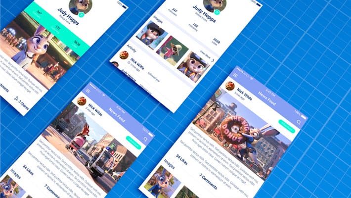 Mobile App Mockup on Blueprint