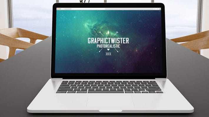 New MacBook Mockup on Office Desk