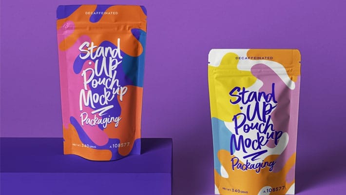 PSD Stand Up Pouch Packaging Mockup
