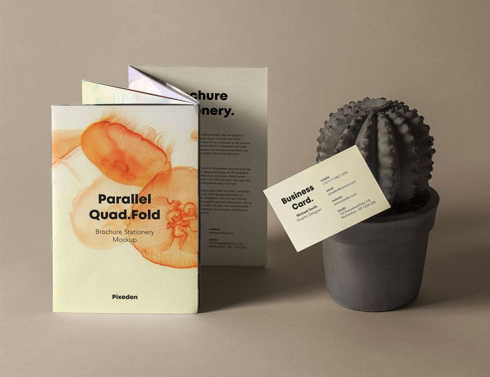 Quad Fold PSD Brochure Mockup