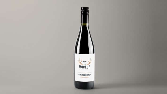 Realistic Wine Bottle PSD Mockup