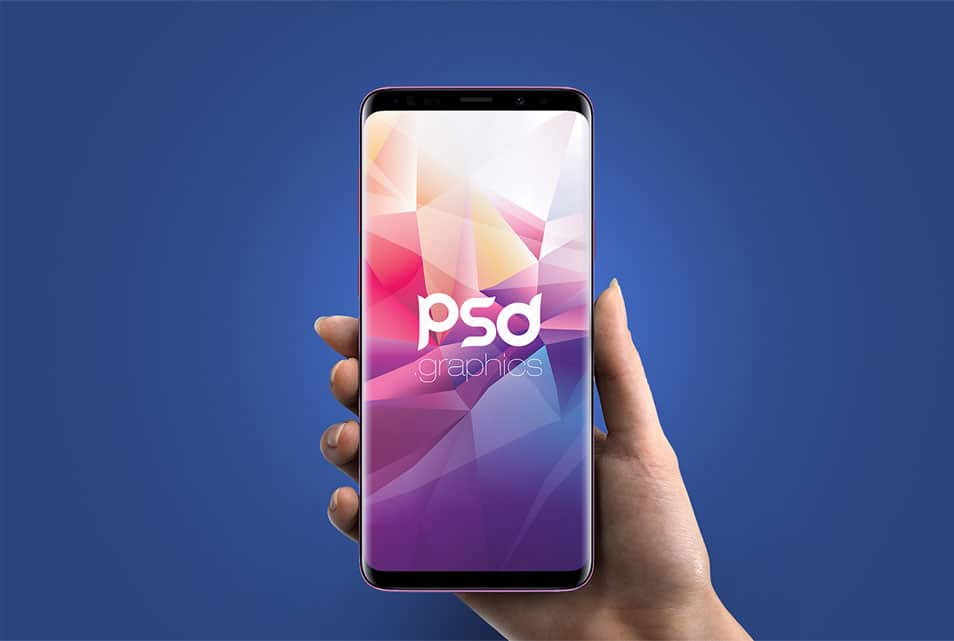 Samsung Galaxy S9 in Hand Mockup PSD