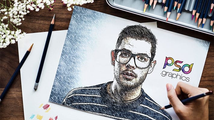 Sketch Effect Mockup Free PSD