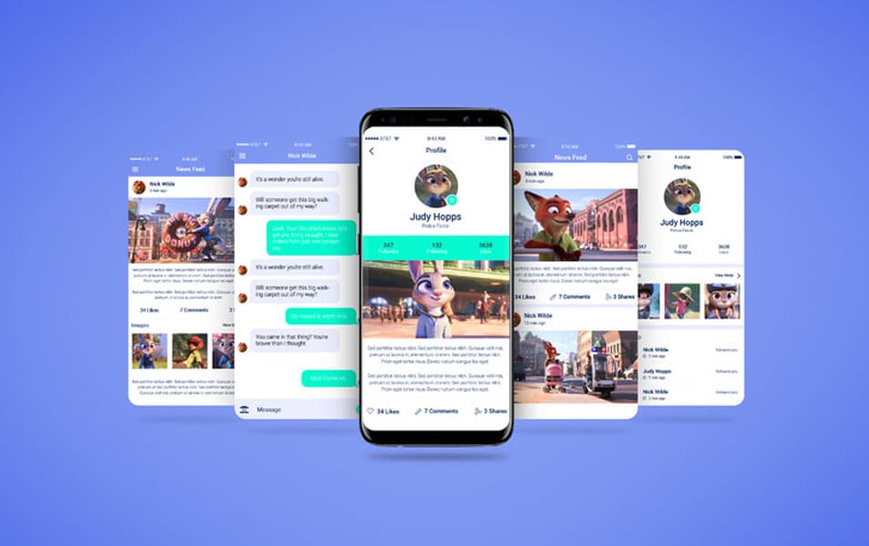 Smartphone Multi Screen App Mockup