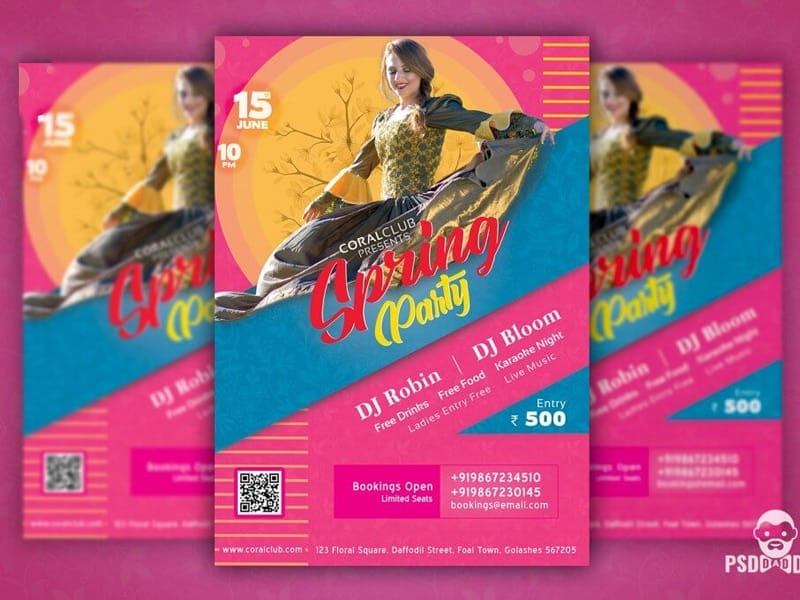 Spring Party Flyer Template PSD