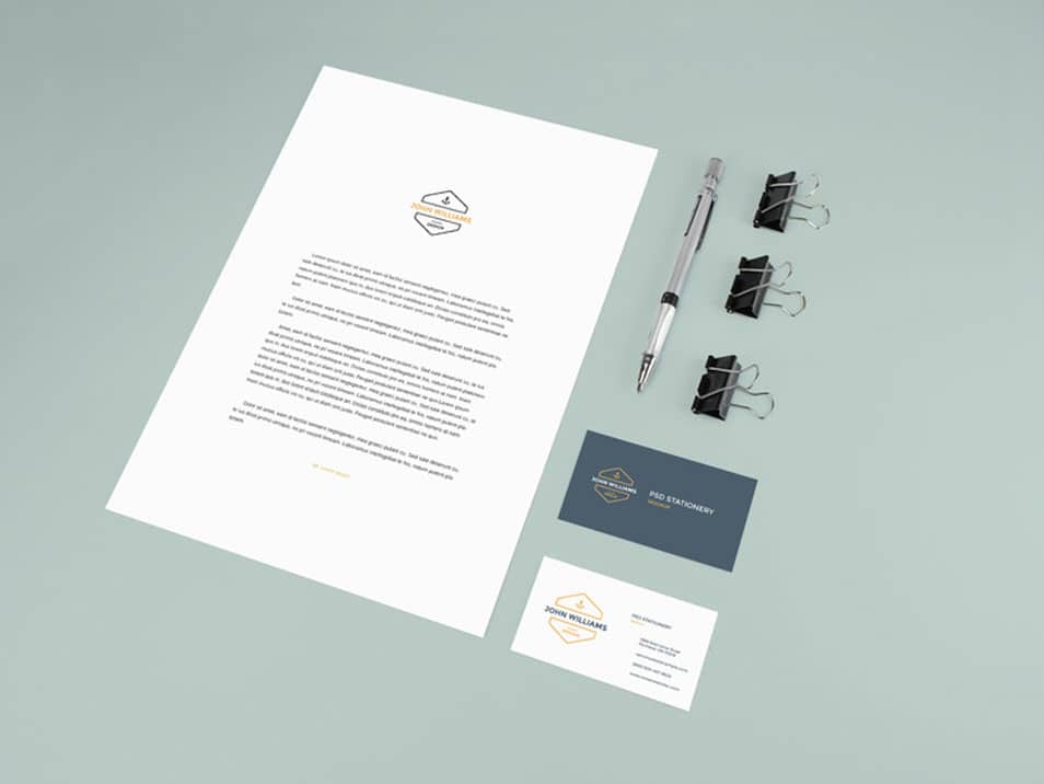 Stationery Mockup With Pencil and Clips