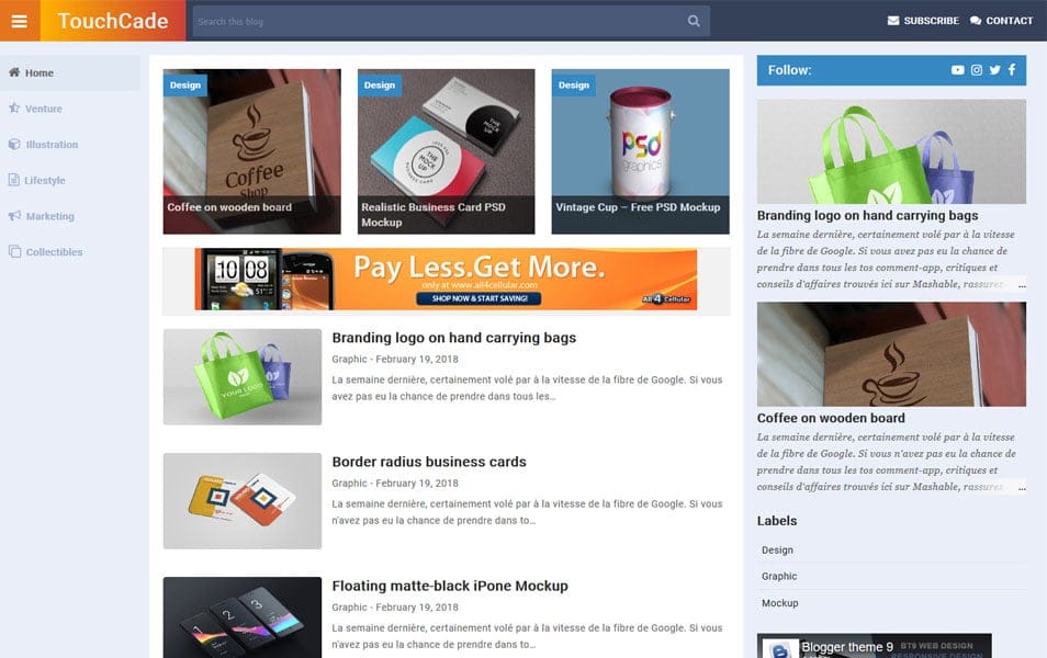 TouchCade Responsive Blogger Template