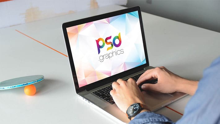 Working on Macbook Mockup PSD