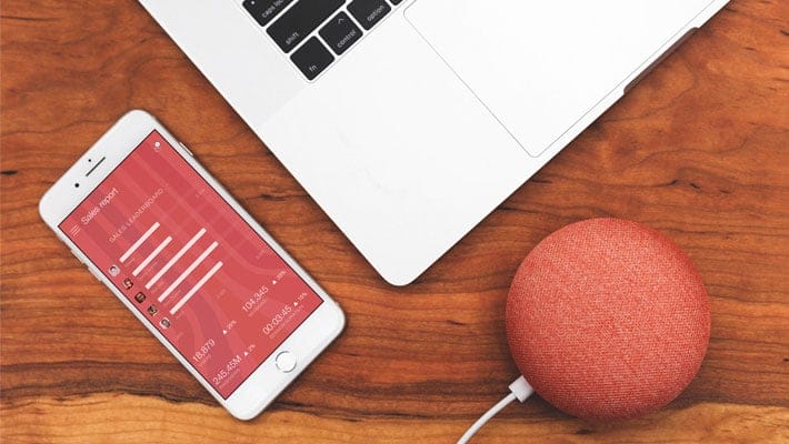 iPhone Mockup With Macbook On Wooden Desk
