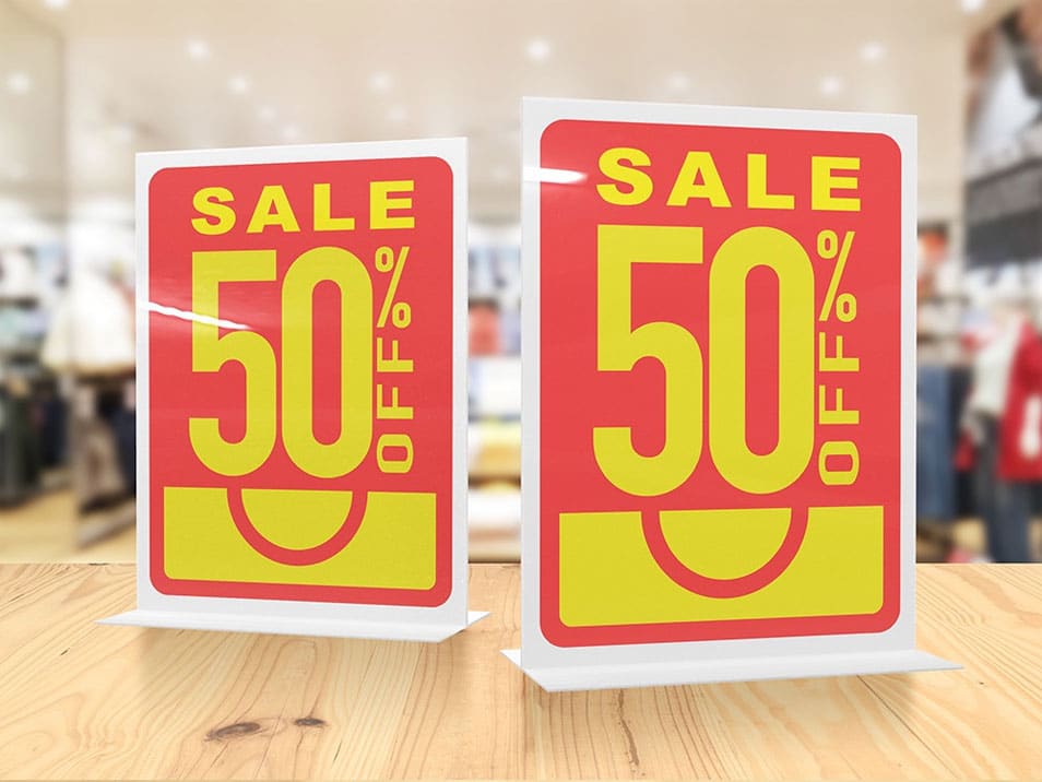 Acrylic Table Sign Discount Mockups
