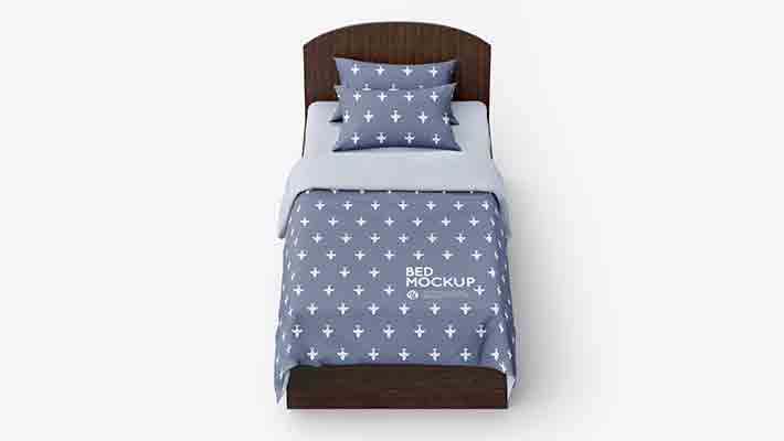 Bed with Cotton Linens Mockup