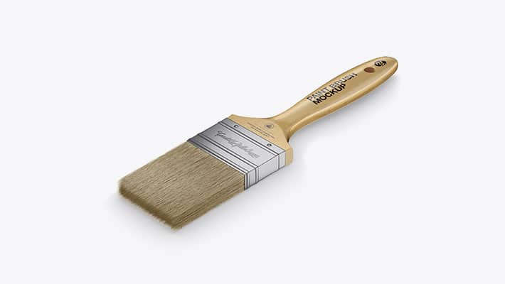 Brush With Wooden Grip & Kraft Label Mockup