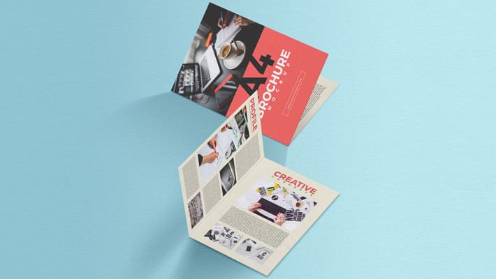 Free A4 Folded Brochure PSD Mockup