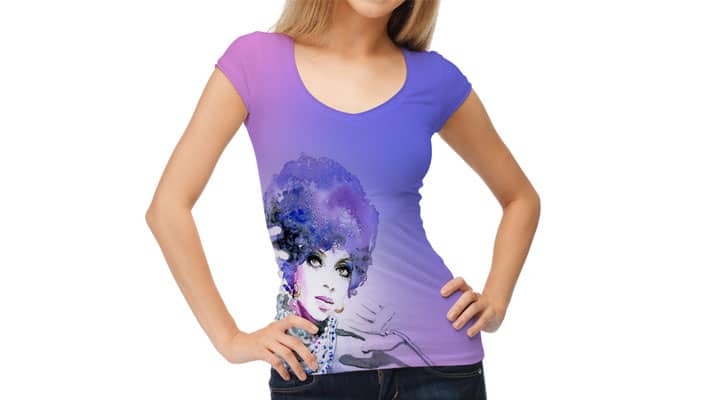 Free Beautiful Girl Wearing Round V-Neck TShirt Mockup