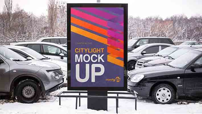 Free Citylight PSD MockUp in 4k