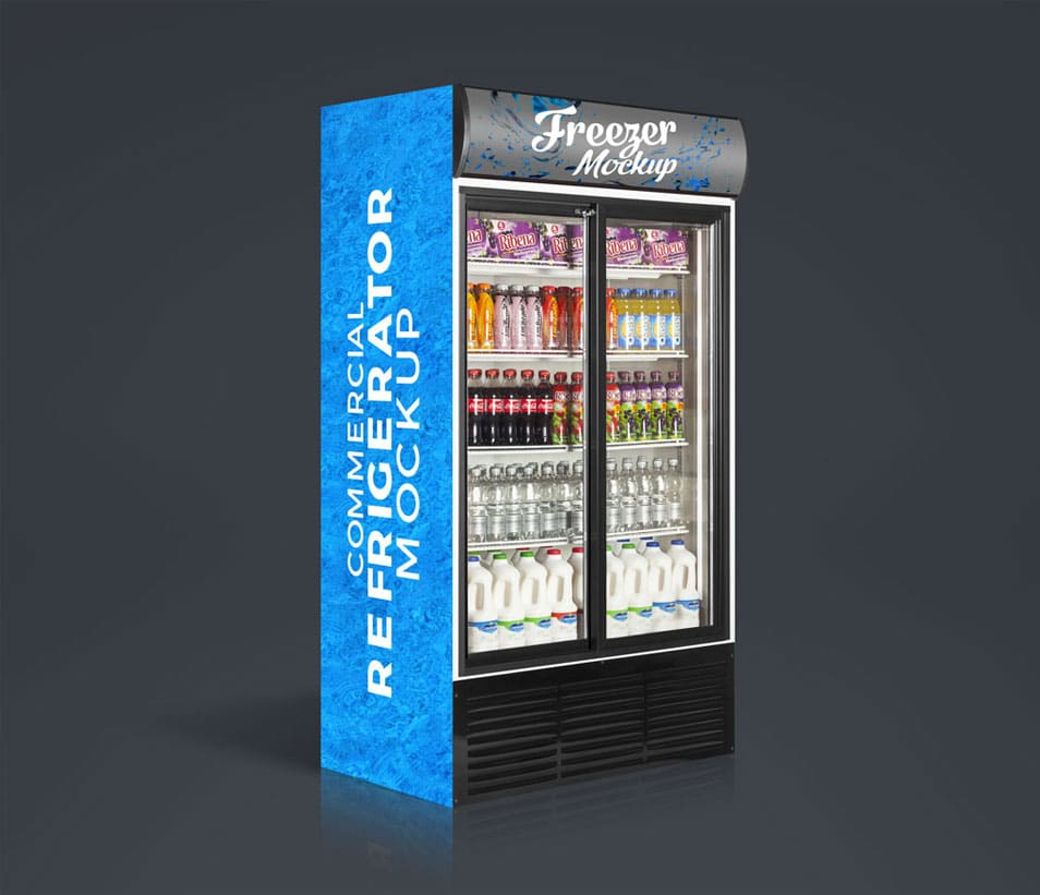 Free Commercial Refrigerator, Cooler / Freezer Mockup PSD