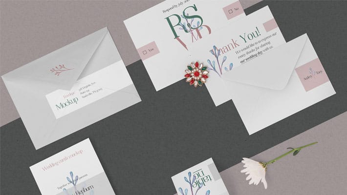 Free Elegant Wedding Stationery Mockup