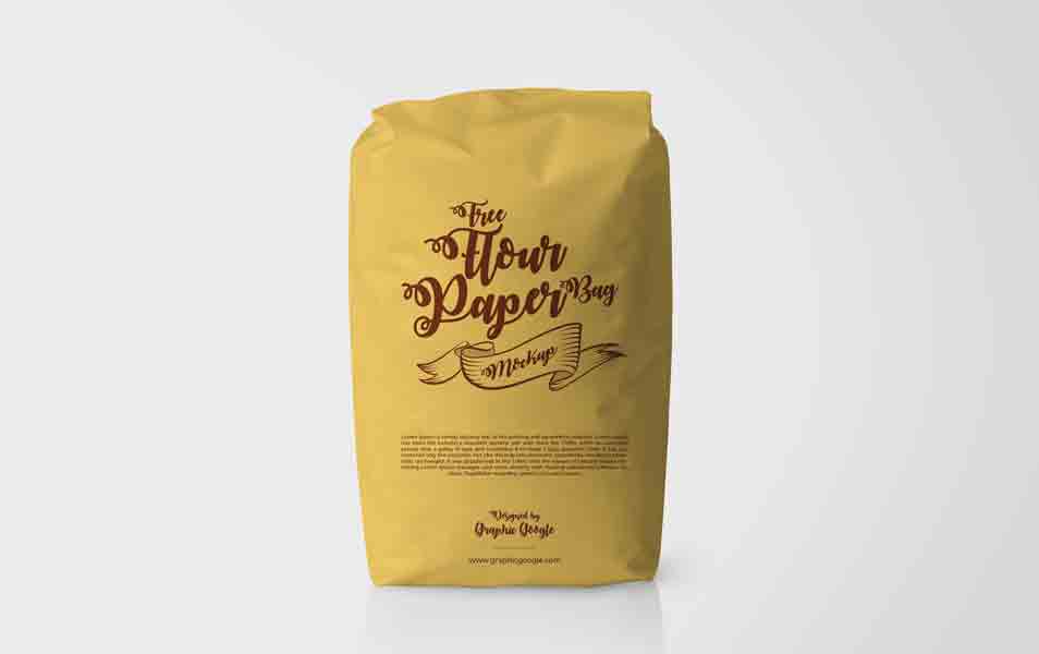 Free Flour Paper Bag Packaging Mockup