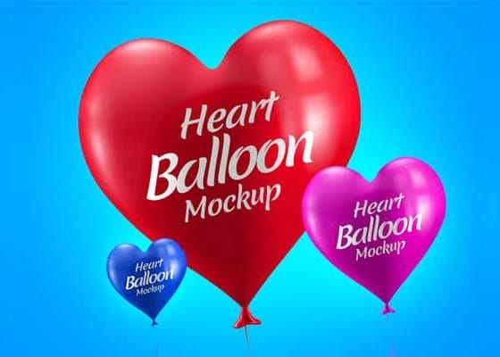 Free Heart Balloon Mockup PSD for Valentine’s Day