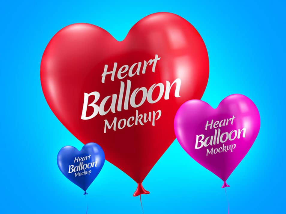 Free Heart Balloon Mockup PSD for Valentine’s Day