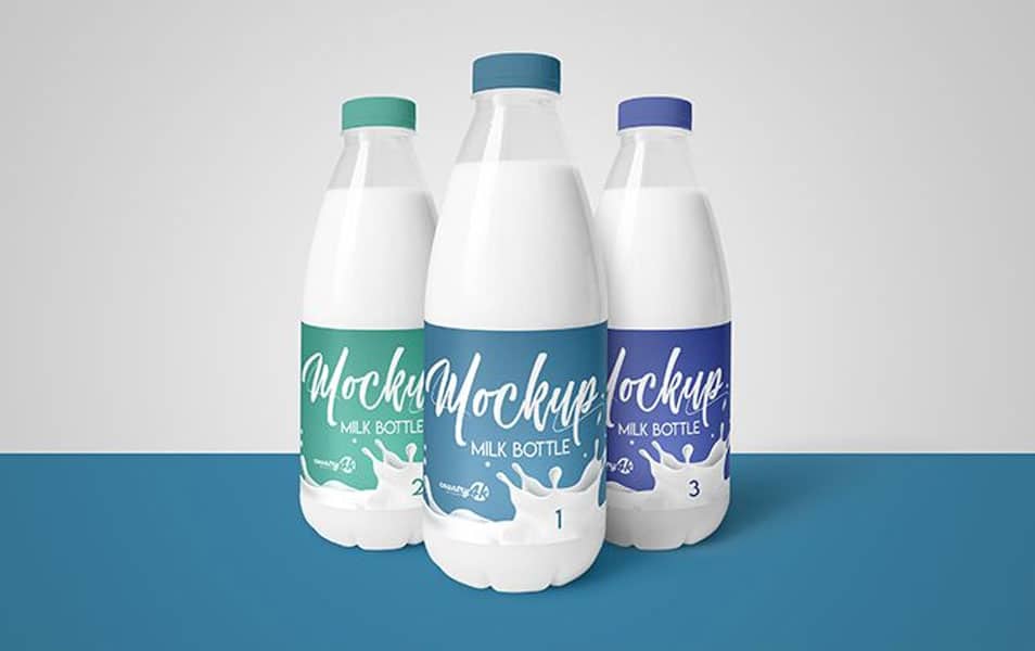 Free Milk Bottle PSD MockUp in 4k