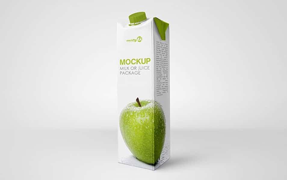 Free Milk or Juice Package PSD MockUp in 4k