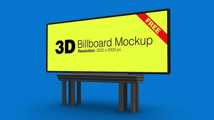 Free Outdoor Advertising 3D Billboard Mockup PSD