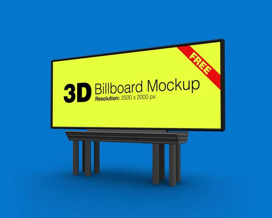 Free Outdoor Advertising 3D Billboard Mockup PSD