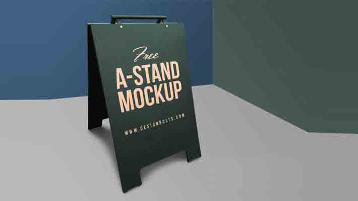 Free Outdoor Advertising A-Stand Mockup PSD