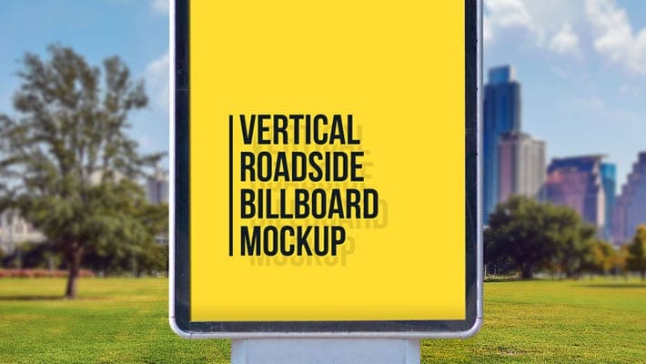 Free Outdoor Advertising Roadside Street Billboard Mockup PSD