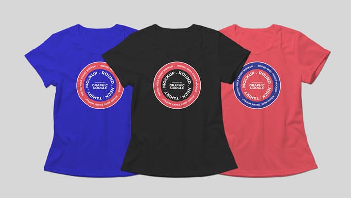 Free Round Neck T-shirt Mockup