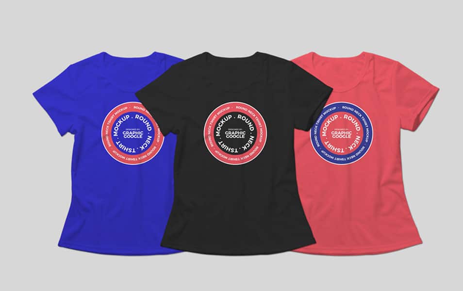 Free Round Neck T-shirt Mockup