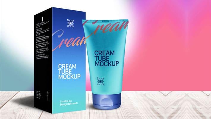 Free Shaving Cream Tube Packaging Mockup PSD
