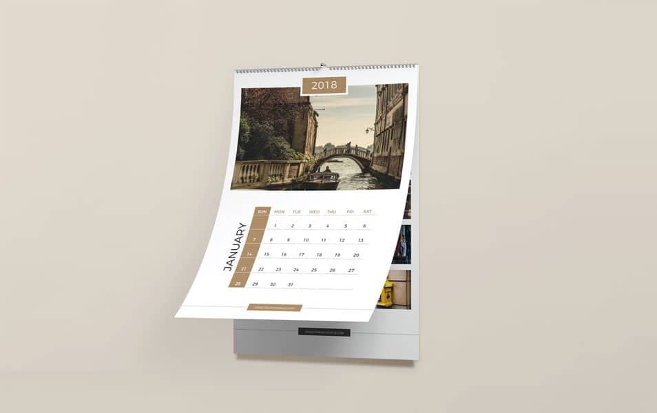 Free Wall Calendar Mockup