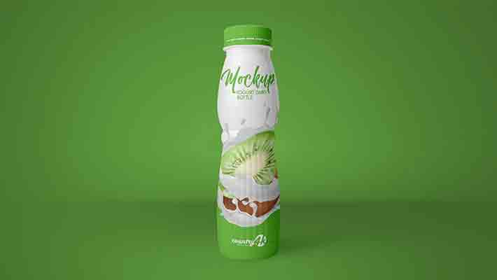Free Yogurt Dairy Bottle PSD MockUp in 4k