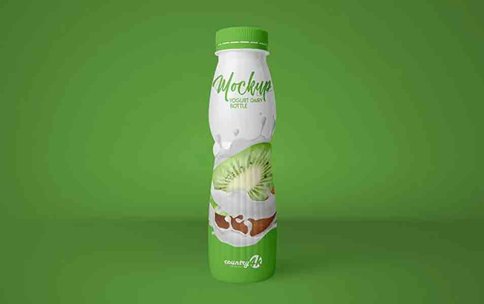Free Yogurt Dairy Bottle PSD MockUp in 4k