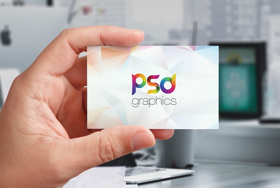 Hand Holding Business Card Mockup PSD