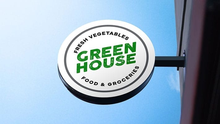 Hanging Wall Sign Mockup