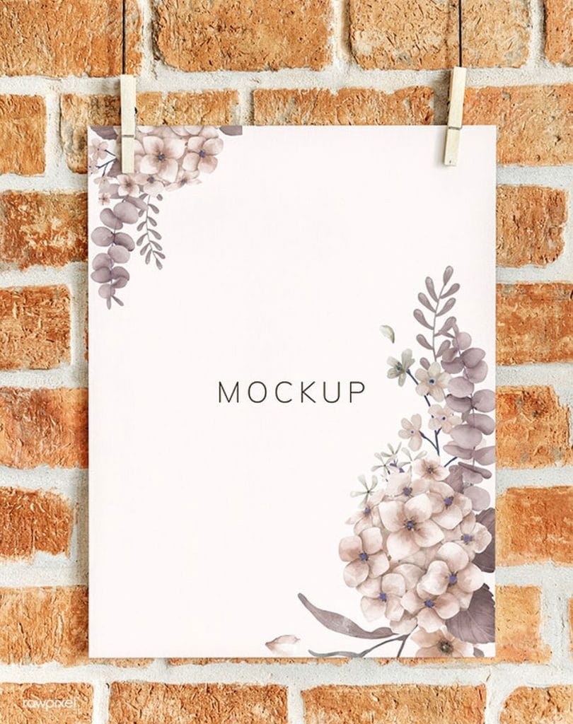 Hanging Floral Wall Poster Mockup » CSS Author