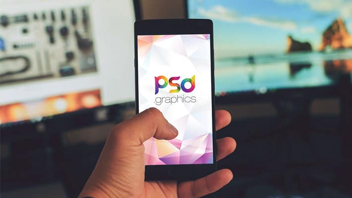 Man Using Smartphone Mockup PSD