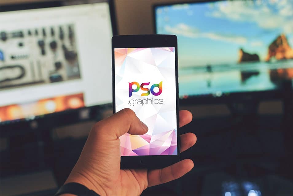 Man Using Smartphone Mockup PSD