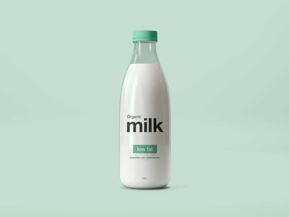 Milk Glass Bottle Mockup