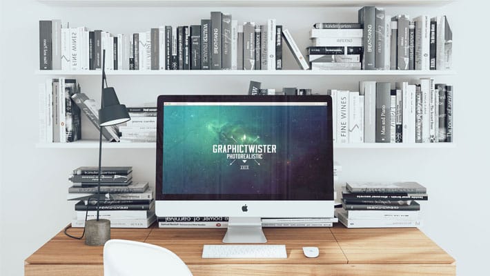 New Office Workspace Mockup PSD with Books