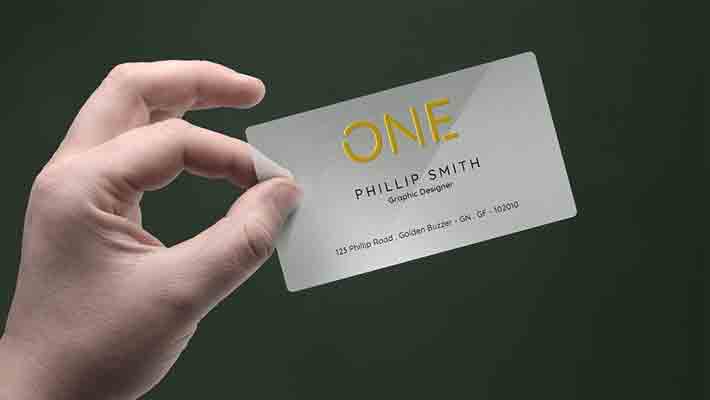 Realistic Business Card In Hand Mockup