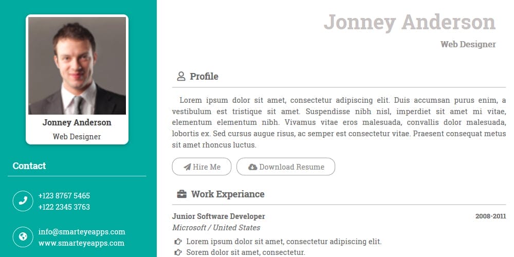 20+ Free HTML Resume Templates 2023