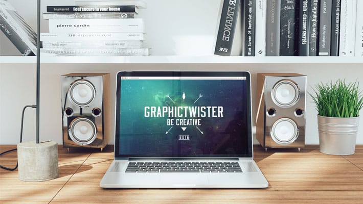 Workspace Mockup With Speakers