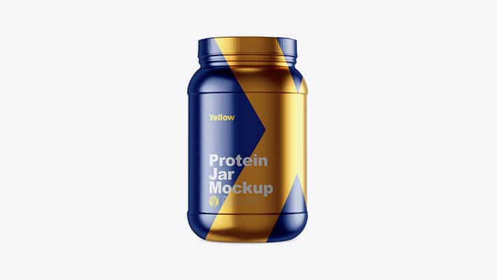 2lb Protein Jar in Metallic Shrink Sleeve Mockup