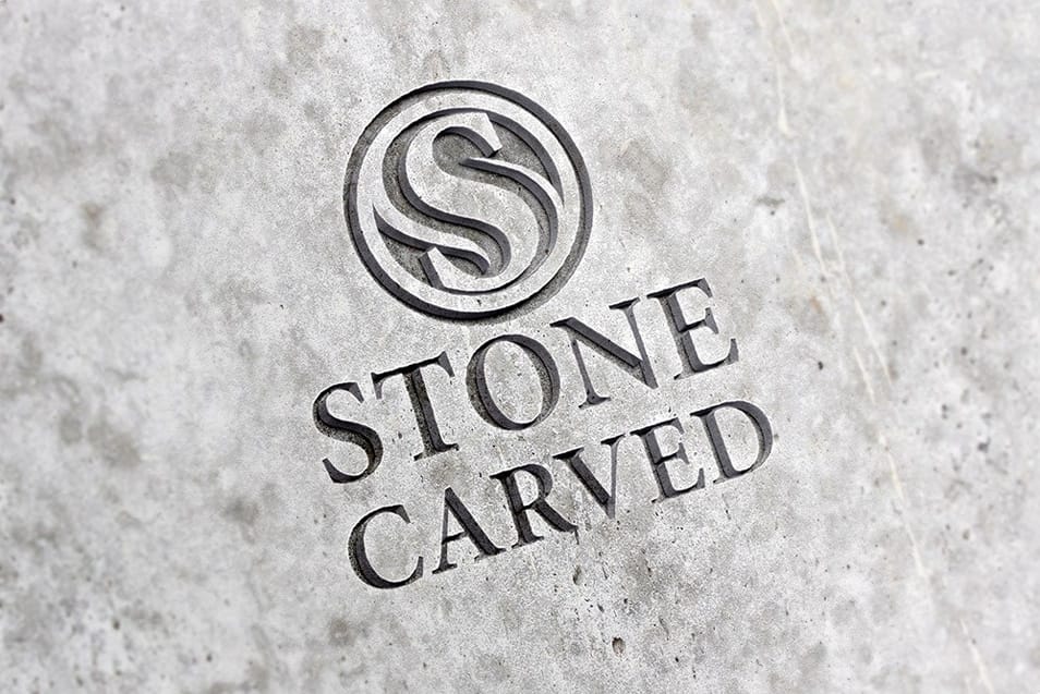 Carved Stone Logo Mockup PSD